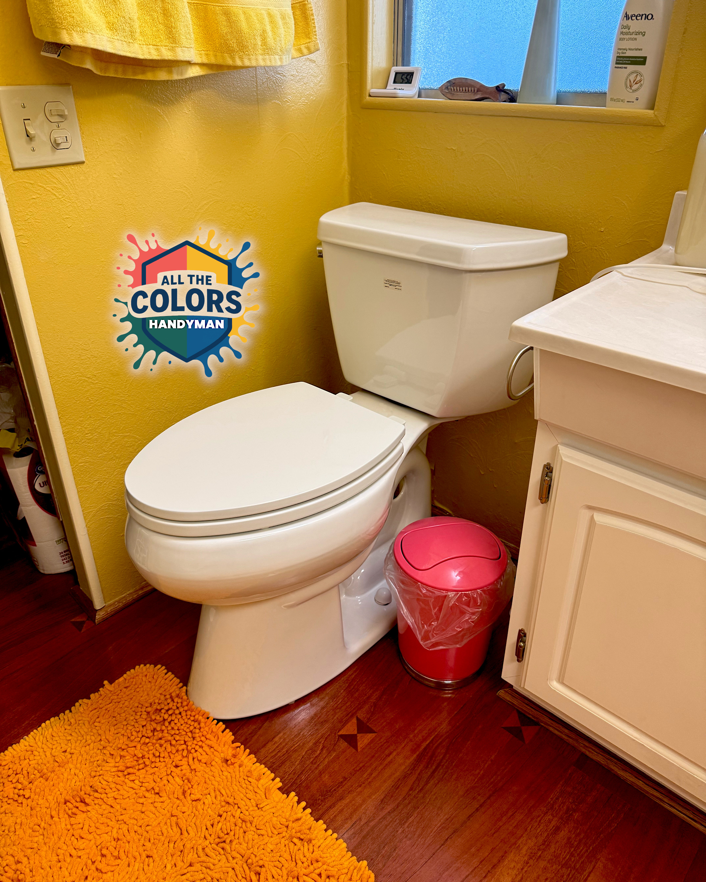 An inside view of a screened porch. The very large window screen has been trashed with big holes in some places.